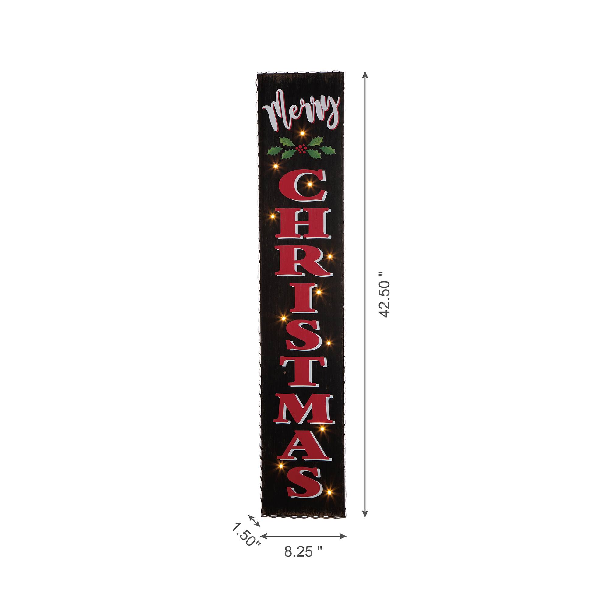 Glitzhome® 3.5ft. LED Black Christmas Porch Sign with Timer